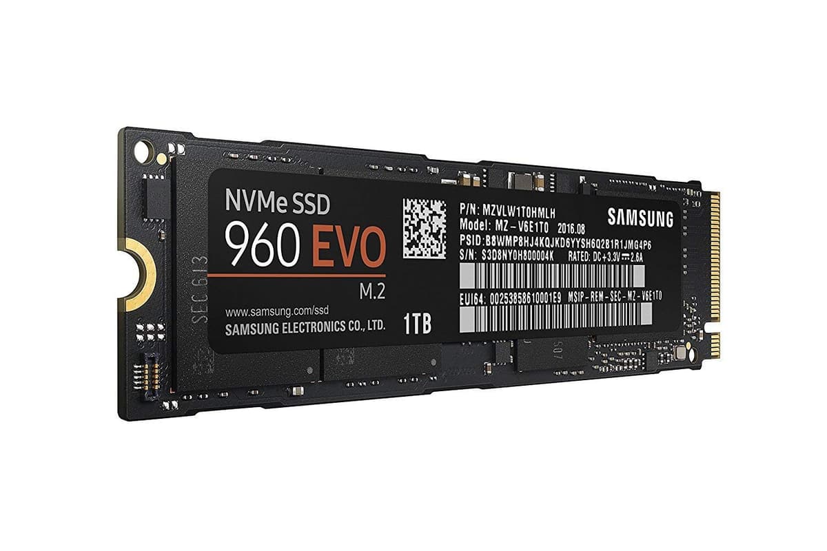 Samsung SSD 960 EVO Series - SSD interno M.2 PCIe NVMe de 1TB (MZ-V6E1T0BW)