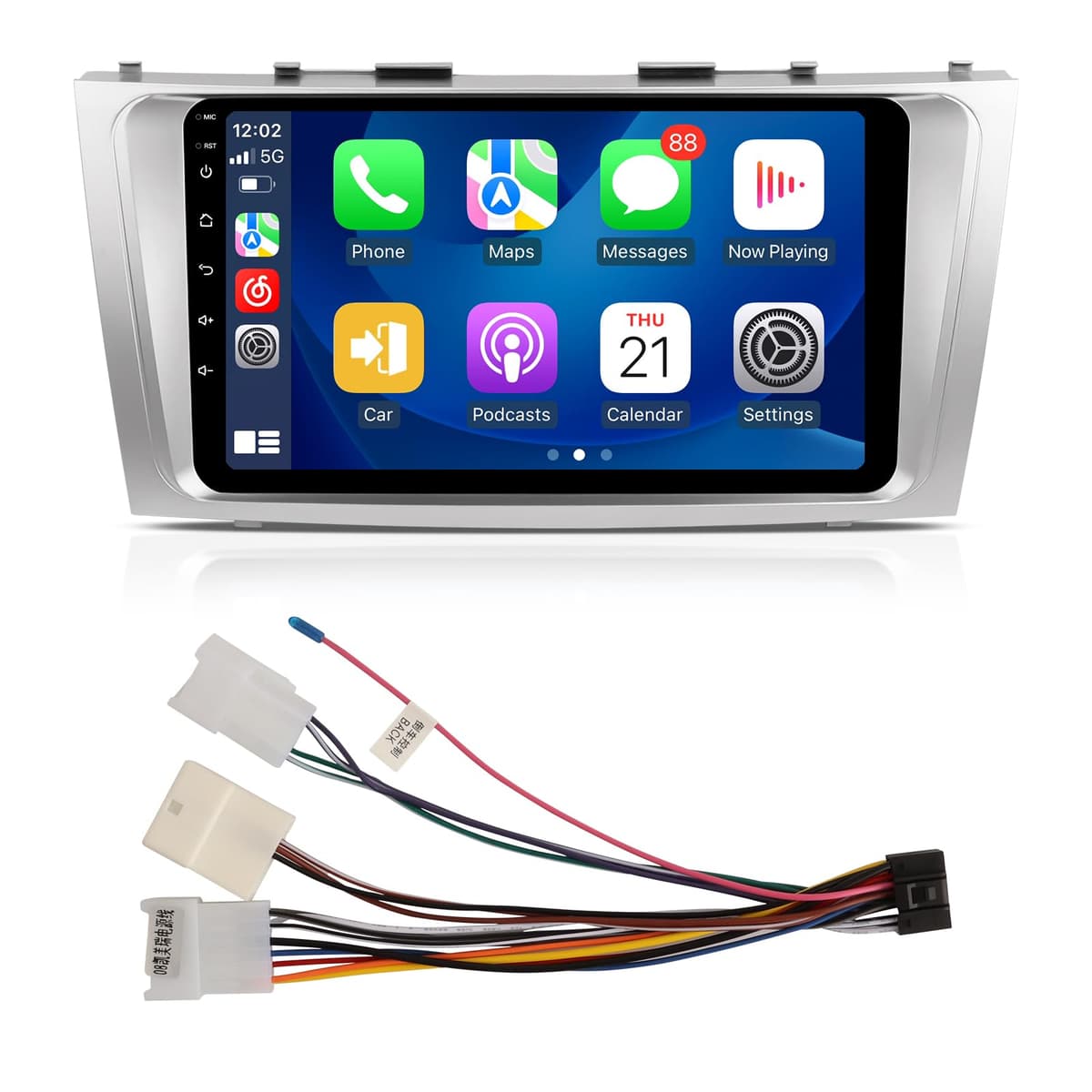 ViaBecs Android 13.0 6G 128G CarPlay inalámbrico para Apple, estéreo para Toyota Camry 2007-2011, pantalla táctil QLED 9", Android Auto, Bluetooth, GPS, Wi-Fi 5GHz, control al volante, DSP 48-EQ AM FM (No JBL) XC004 for Non-JBL