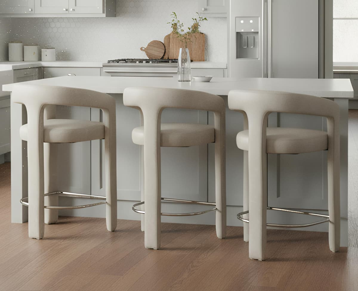 EALSON Set x3 Taburetes de Barra 26" Gris - Diseño barril, respaldo abierto y brazos ESPHL-SY55011CS-WNO-ULG-1-LX3