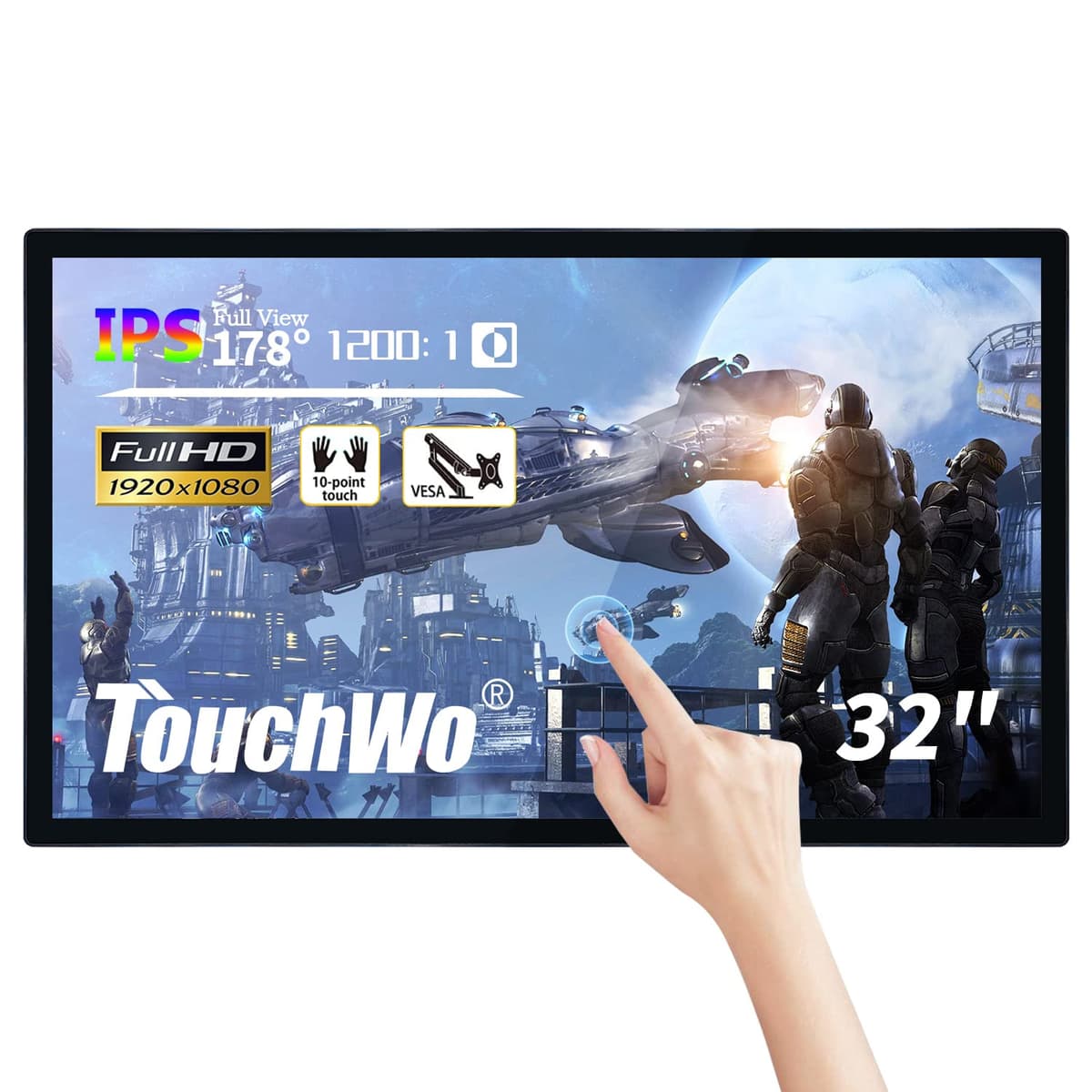 TouchWo Monitor Capacitivo 32" Multi-Touch FHD 1920x1080 con altavoces y múltiples puertos TWWBHD320T