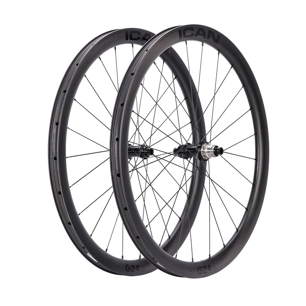 Juego de ruedas de grava ICAN G24SL 700C carbono 40mm profundidad, 25mm ancho interno (compatible XDR 12s) G24SL 700C XDR