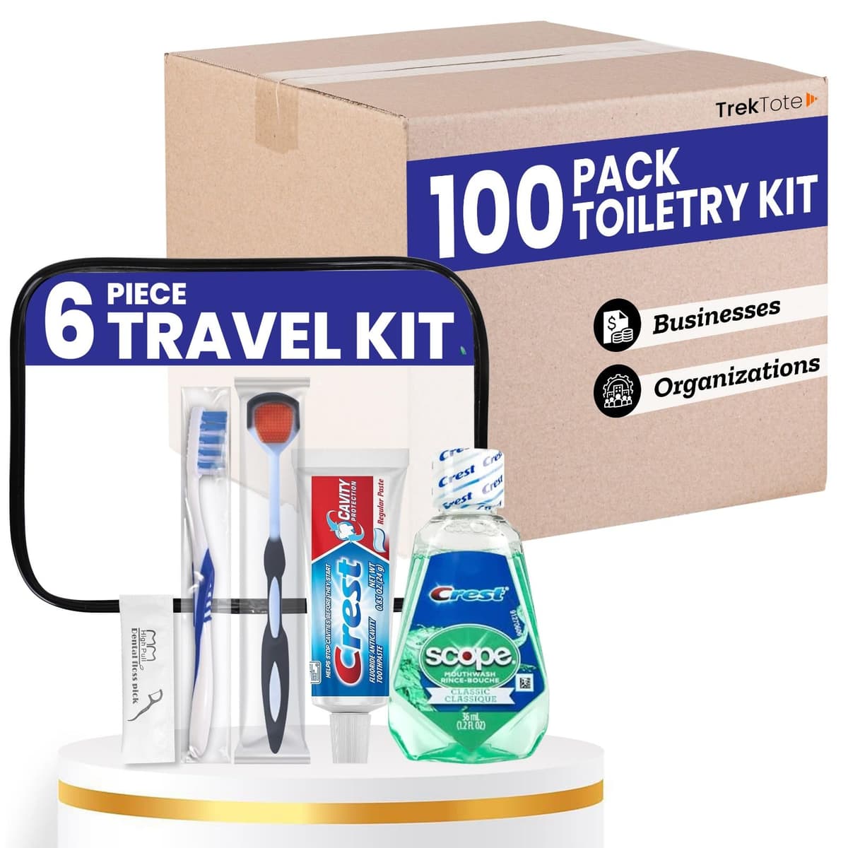 Stuhrling TrekTote Dental - Kit dental de viaje 6 piezas, paquete de 100