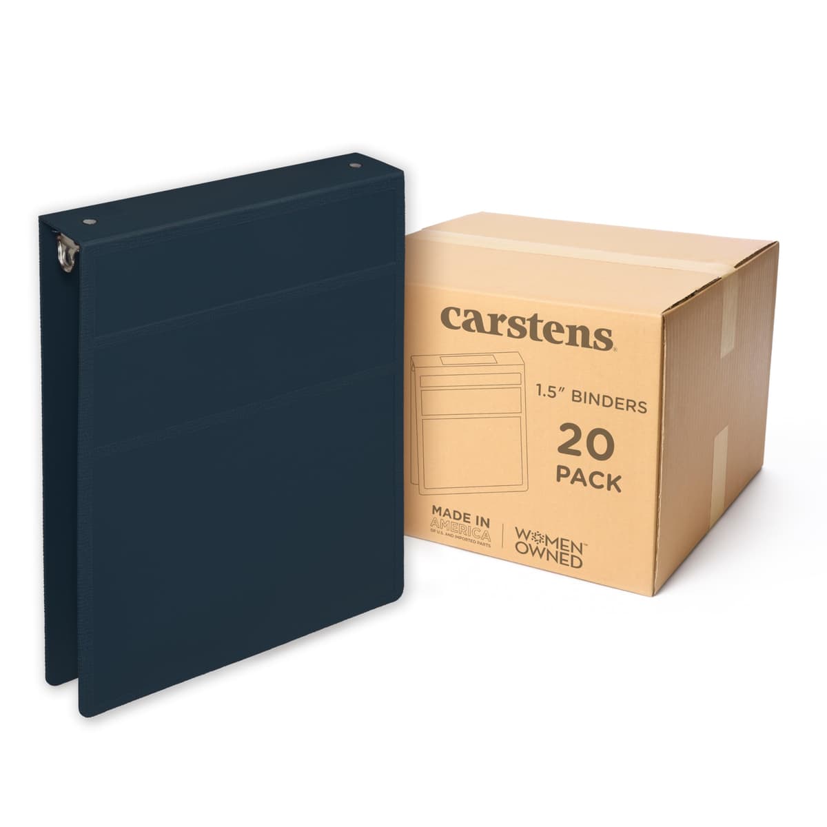Carstens Carpeta de 3 anillas Heavy Duty 1.5 pulgadas - Apertura superior, azul marino 2029-3RCS