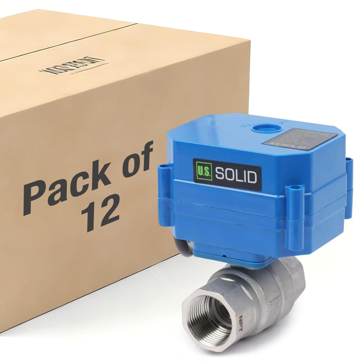 U.S. Solid Válvula de Bola Motorizada Sólida de EE. UU. 3/4" con Enchufe US 110VAC Válvula Eléctrica de Acero Inoxidable, Retorno Automático, Normalmente Cerrada (Paquete de 12) USS-MSV20002
