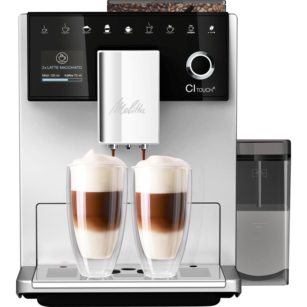Melitta CI Touch (F630-111) Cafetera automática con sistema de leche y tolva de 2 compartimentos, plateada 6781945