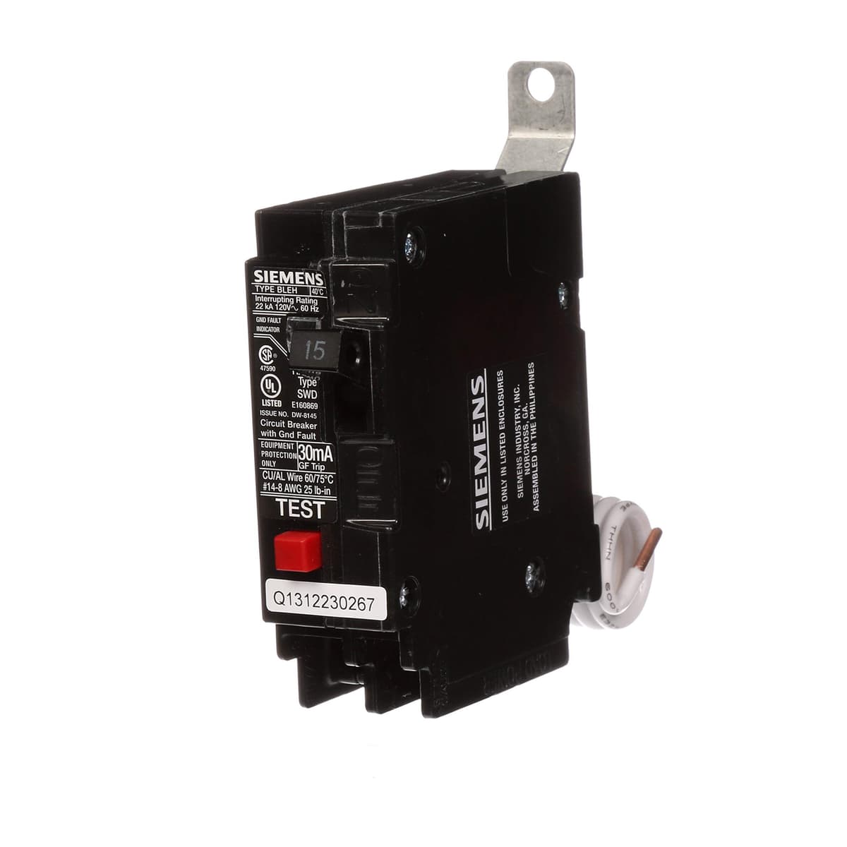 Siemens BE115H 15-Amp Single Pole 120-Volt Ground Fault Circuit Interrupter
