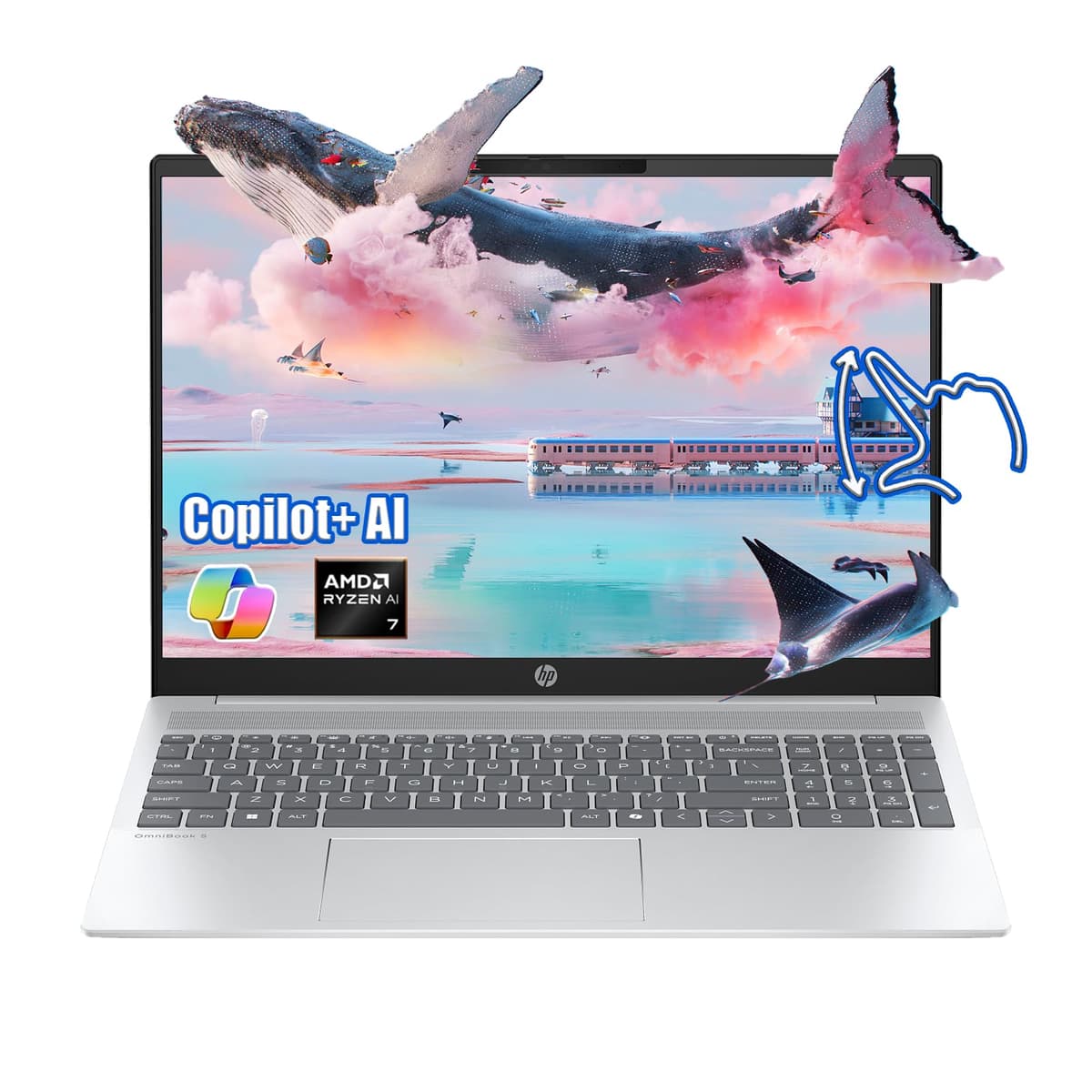 HP Omnibook 5 16" 2025 AI Touch - Ryzen AI 7 350, 32GB LPDDR5x, 1TB SSD, 2K táctil, Win 11 Home 16-ag1075cl