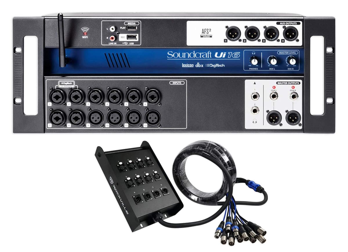 Soundcraft Ui16 Mesa de mezclas digital con Wifi+Control por app+Grabación Ui 16+Cable snake UI16+SX1225