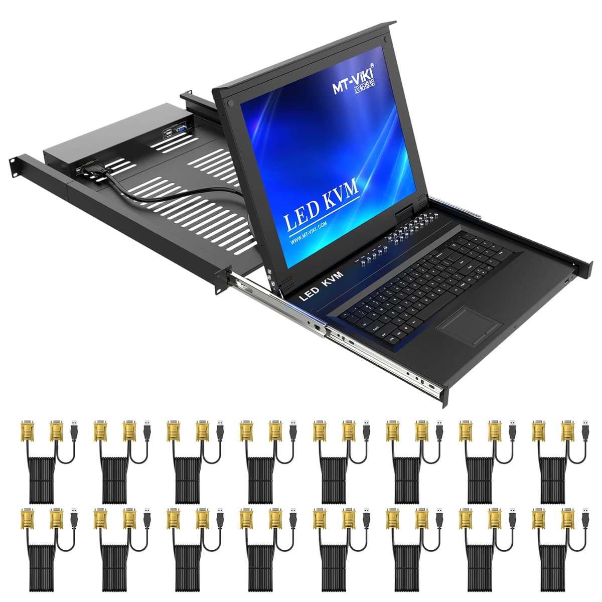 MT-VIKI 1716UL Rack KVM Switch 16 puertos VGA con monitor LCD 17'', para montaje 1U 1716UL-B