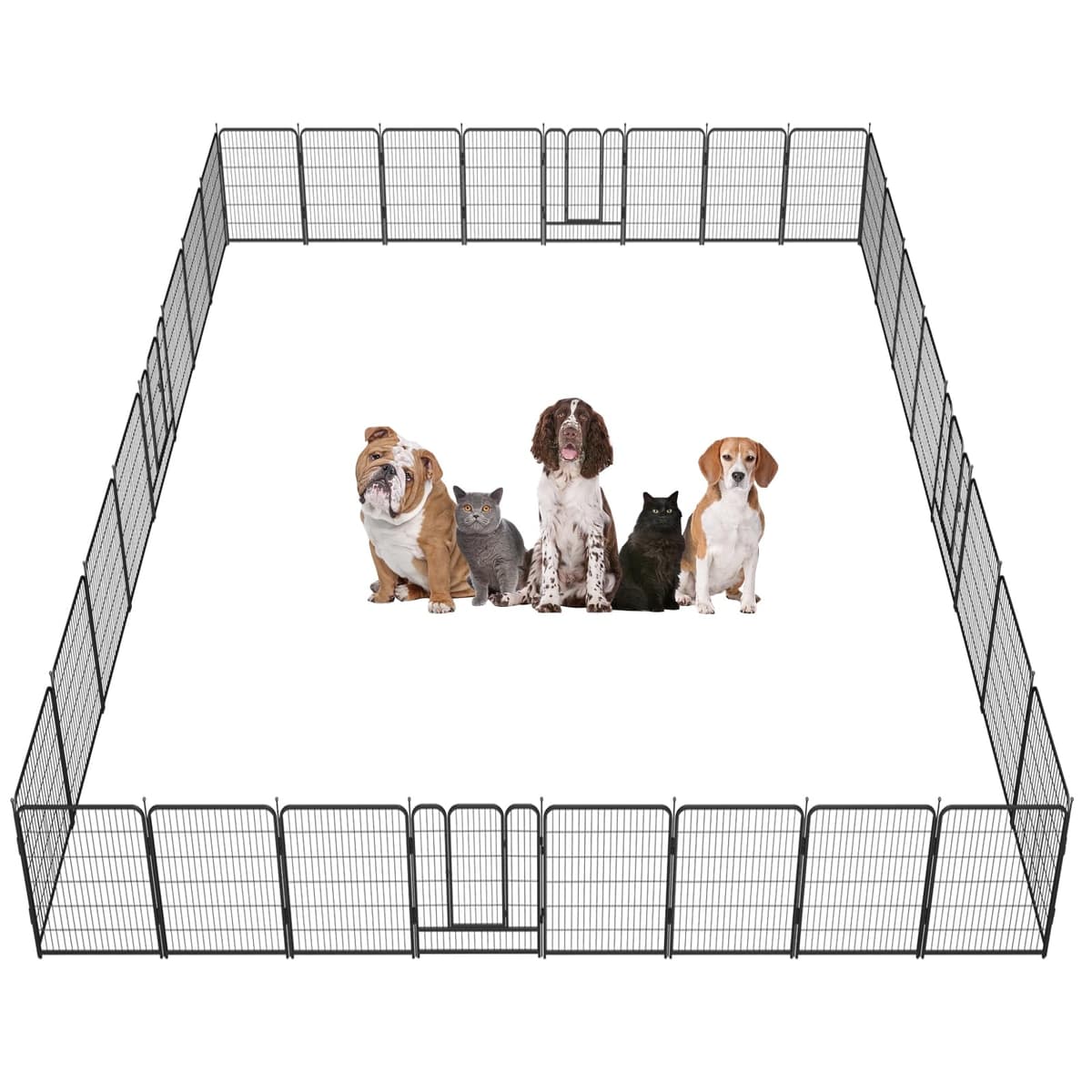 GDKASRNY Corralito para Perros, Altura de 24/32/40 Pulgadas en Material Resistente, Cerco de Ejercicio Plegable para Interiores y Exteriores, Corralito Portátil para Mascotas con Puerta para Perros Grandes y Medianos - Gris Plateado (32 Paneles, 40 pulgadas) HCJ002