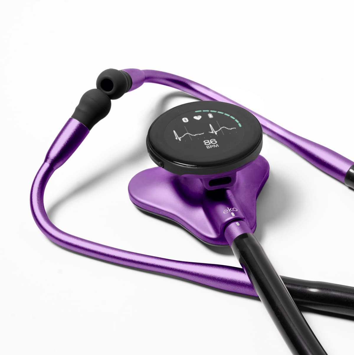 Eko CORE 500 Digital Stethoscope - 40x Amplification, Active Noise Cancellation, 3-Lead ECG, FDA-Cleared AI with Eko+, Full-Color Display, Reimbursement Eligible - Amethyst, COR501-PRP/PRP B0FMB76K8T-1