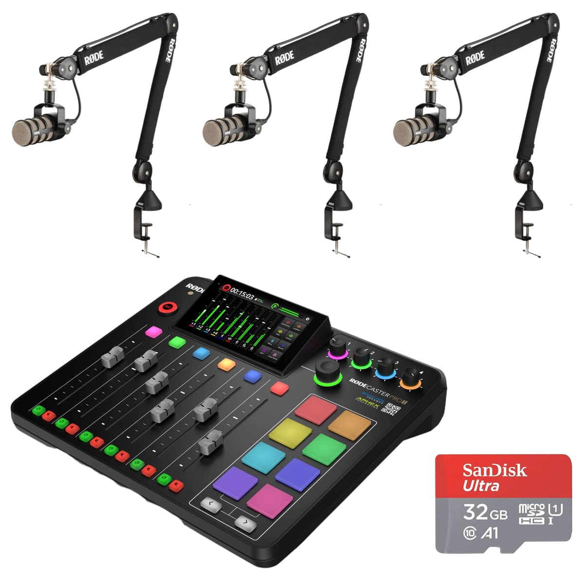 StreamEye RODECaster Pro II + 3x PodMic + 3x PSA1+ - Estudio de producción de audio integrado RCPII | PodMic | PSA1+ x3