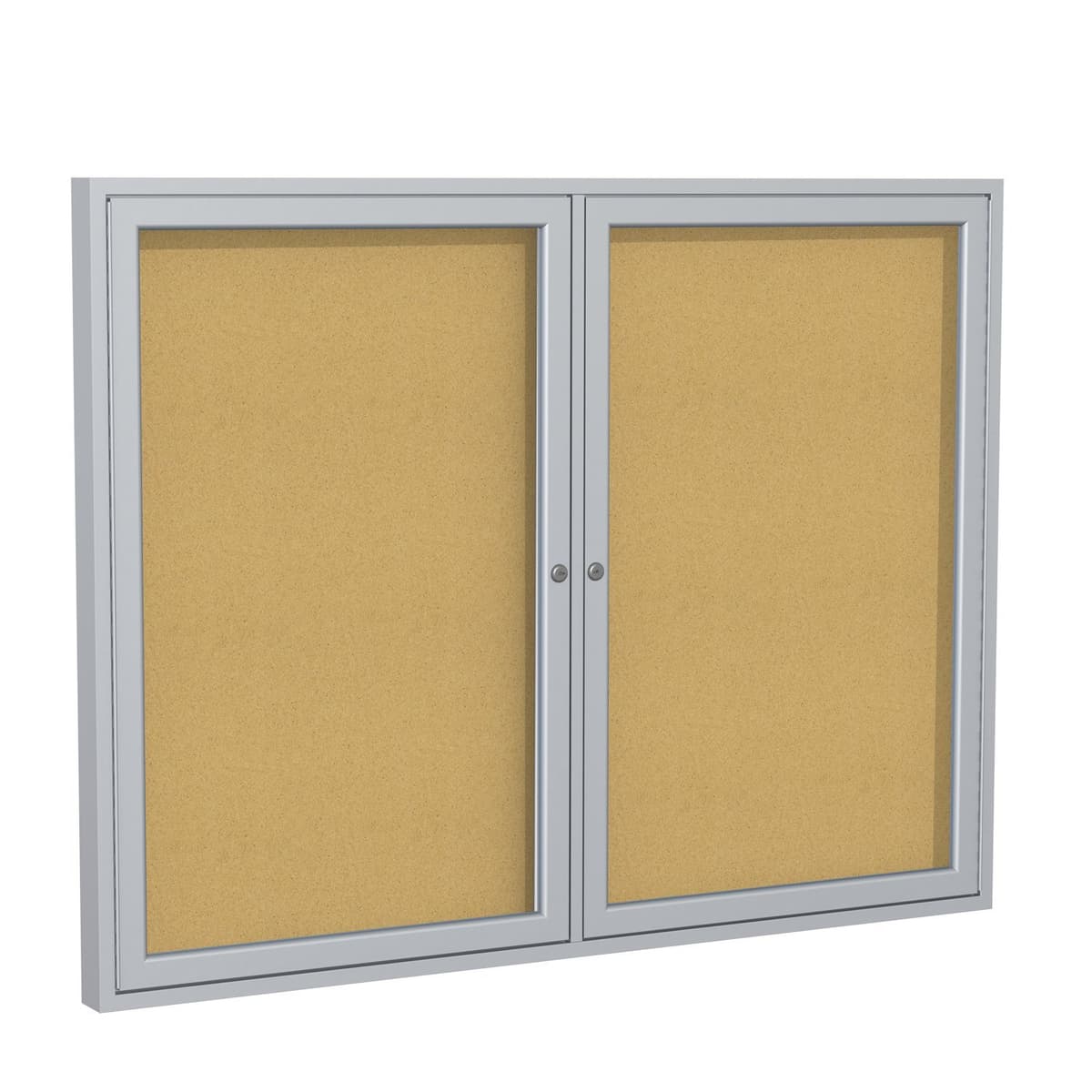 Ghent Gabinete de Corcho Interior 36 x 48" con 2 Puertas, Acrílico Antideslumbrante y Cerradura, Marco Aluminio Satinado - Corcho Natural (PA23648K)