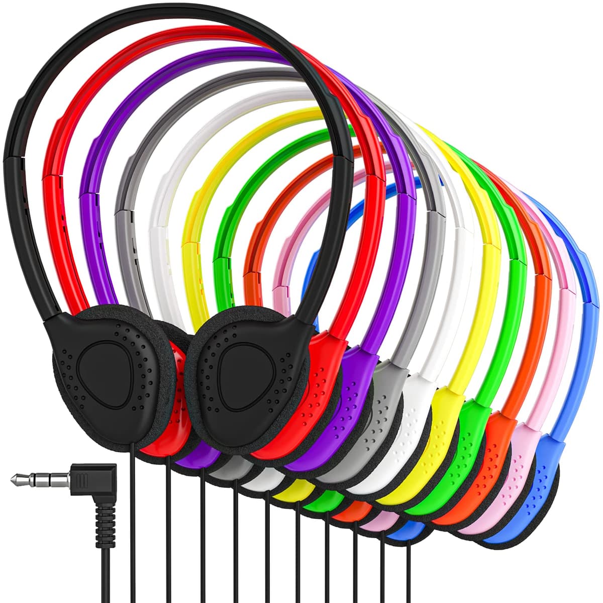 Auriculares supraaurales Maeline con conector de 3.5 mm - Paquete de 400 - Multicolor 197
