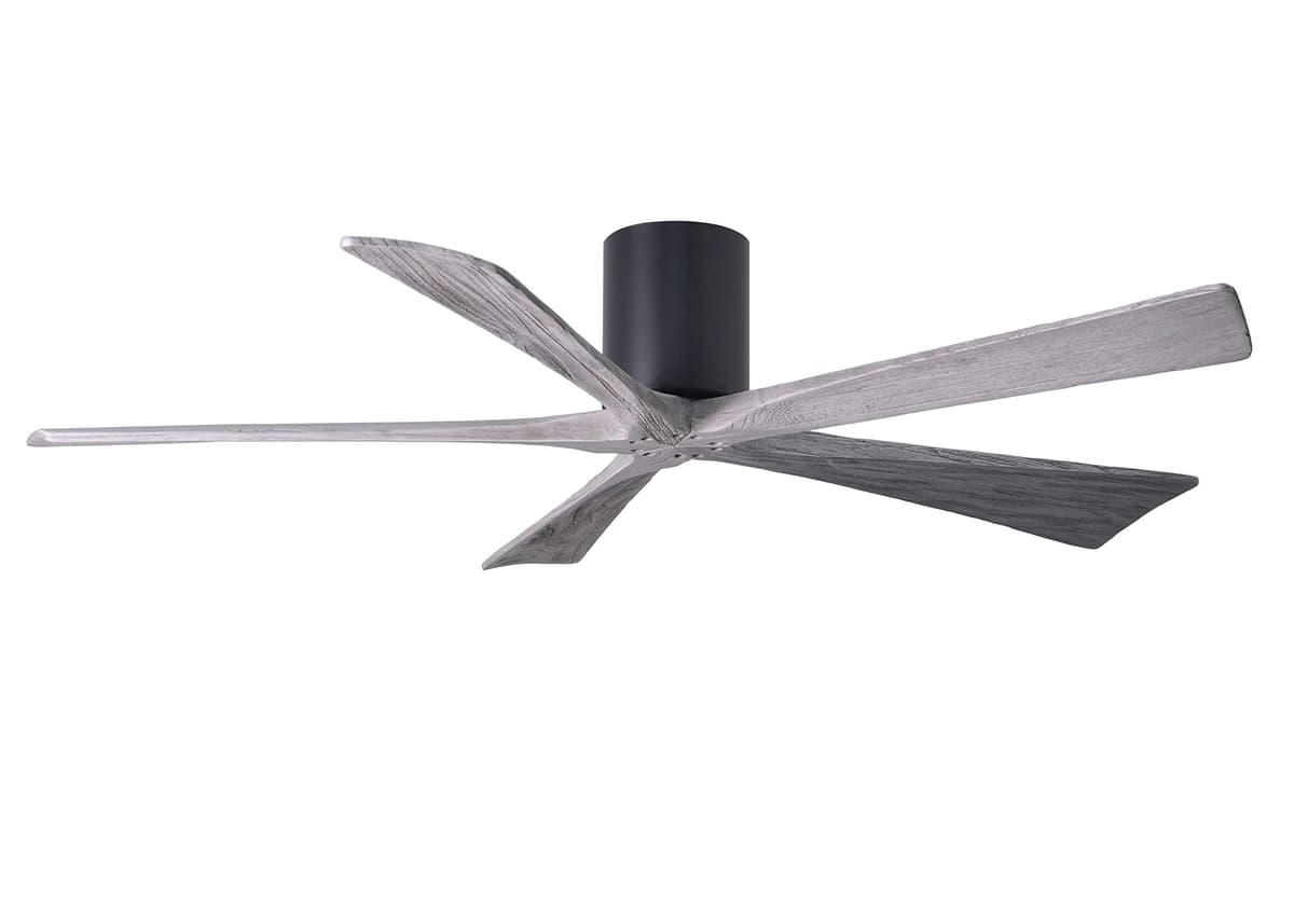 Matthews IR5H-BK-BW-60 Irene Ventilador de Techo Empotrado de 60" con Control Remoto y de Pared, Motor DC Silencioso, 5 Aspas de Madera Maciza Tono Barn Wood, Negro Mate