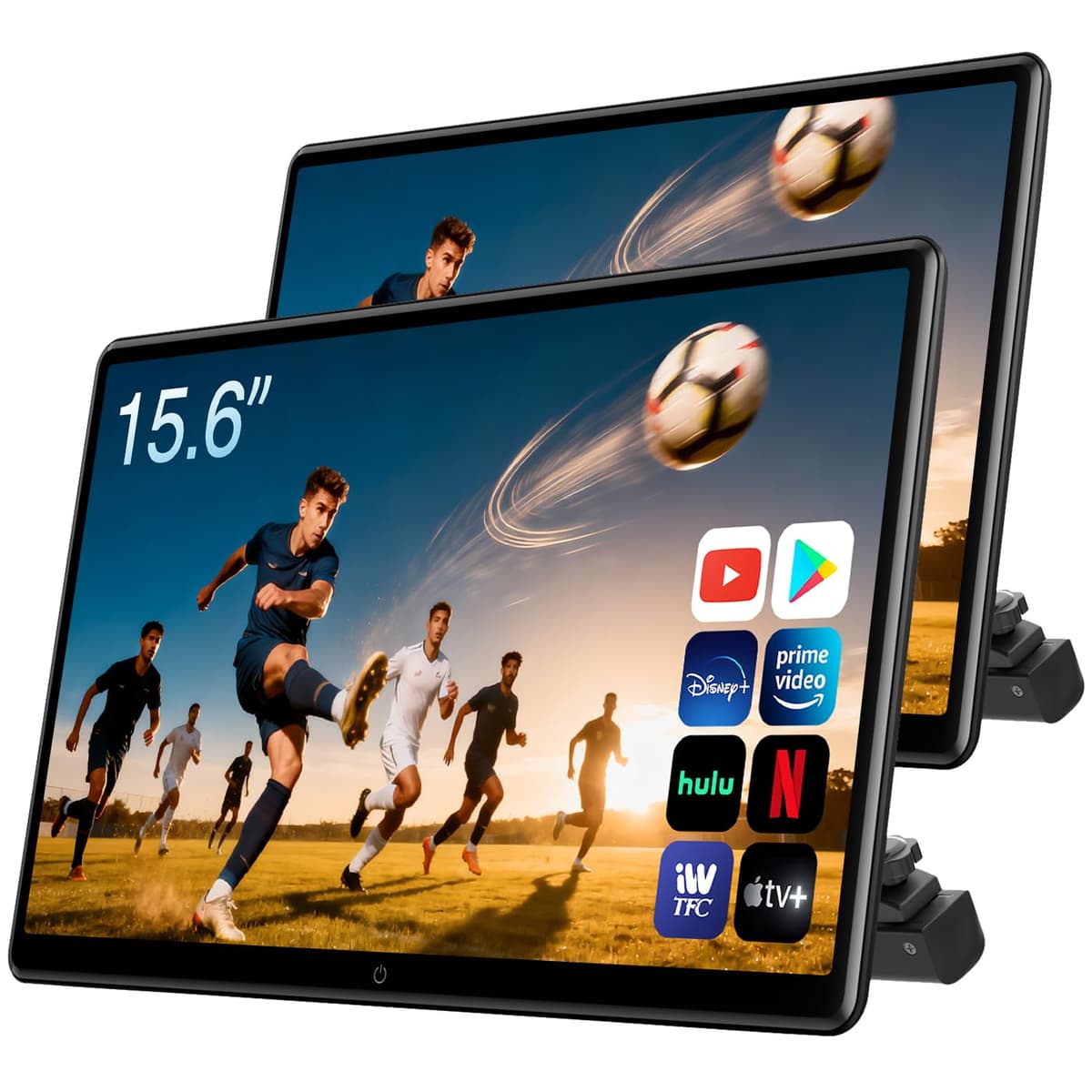 AINAVI Monitor de reposacabezas para auto Android portátil de 15.6 pulgadas, admite WiFi, Bluetooth, SD, USB y HDMI, reproductor de video para asiento trasero (2 GB RAM + 32 GB ROM - 2 unidades) Headrest-15.6