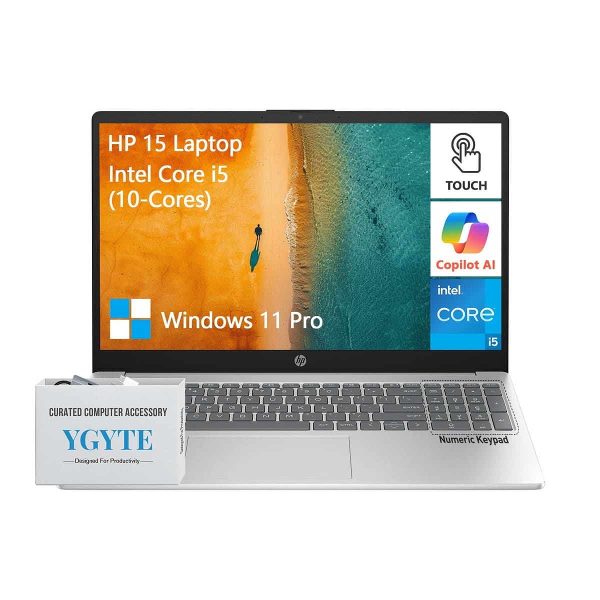 HP Notebook 15.6" con pantalla táctil Intel Core i5, 32GB RAM, 1TB SSD, Windows 11 Pro Essential 15