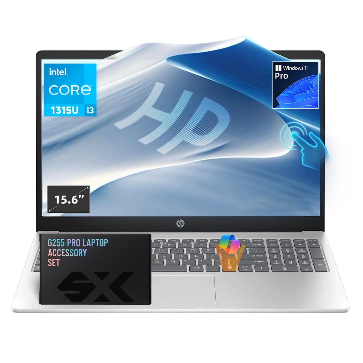 HP 15.6" Notebook con Pantalla Táctil con Intel i3-1315U, Copilot Key, hasta 64GB RAM y 2TB SSD HP 15 Laptop