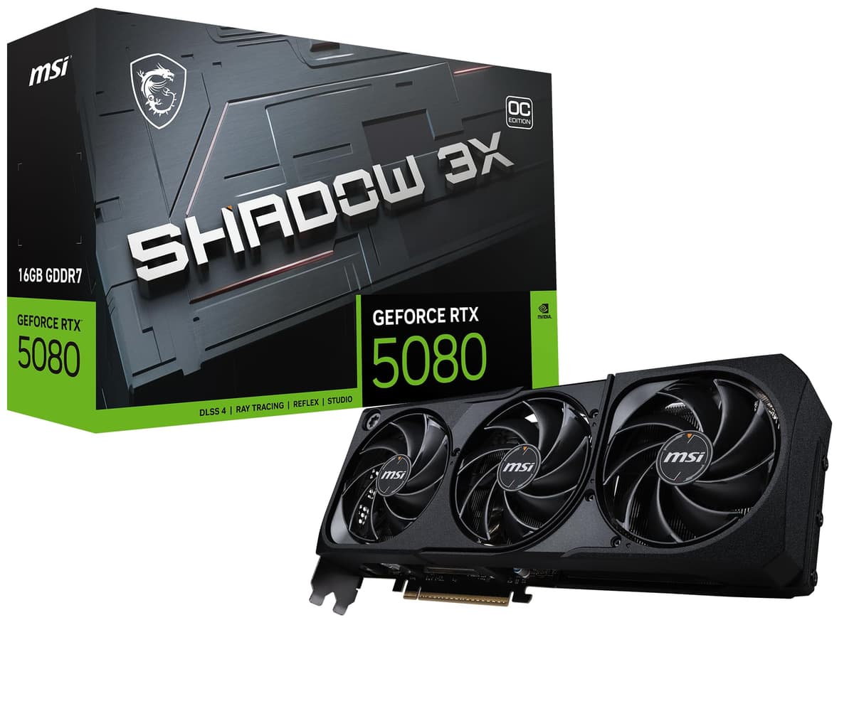 MSI Gaming RTX 5080 16G Shadow 3X OC Placa de Video (16GB GDDR7,256-bit) G5080-16S3C