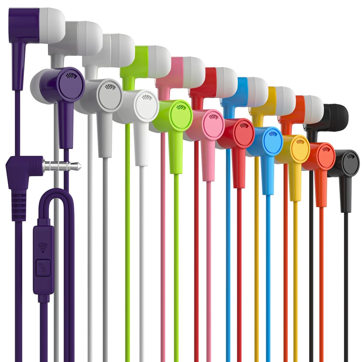 Maeline Auriculares In-Ear al Por Mayor 500 Pack, Jack 3.5mm, Microfono Inline, Multicolor