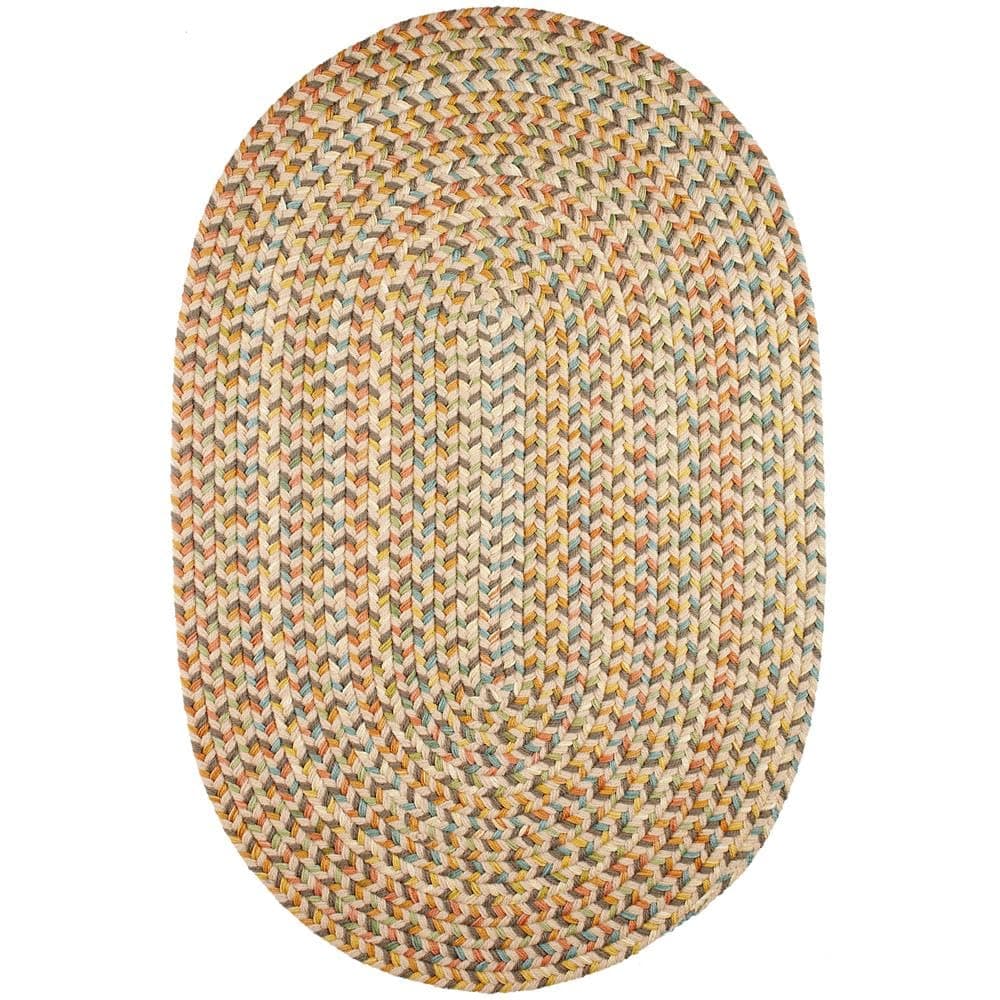 Super Area Rugs Confetti Alfombra Trenzada Interior/Exterior - Hecha en USA - Earth Beige - 6' x 9' Oval RHO-CY57R072X108