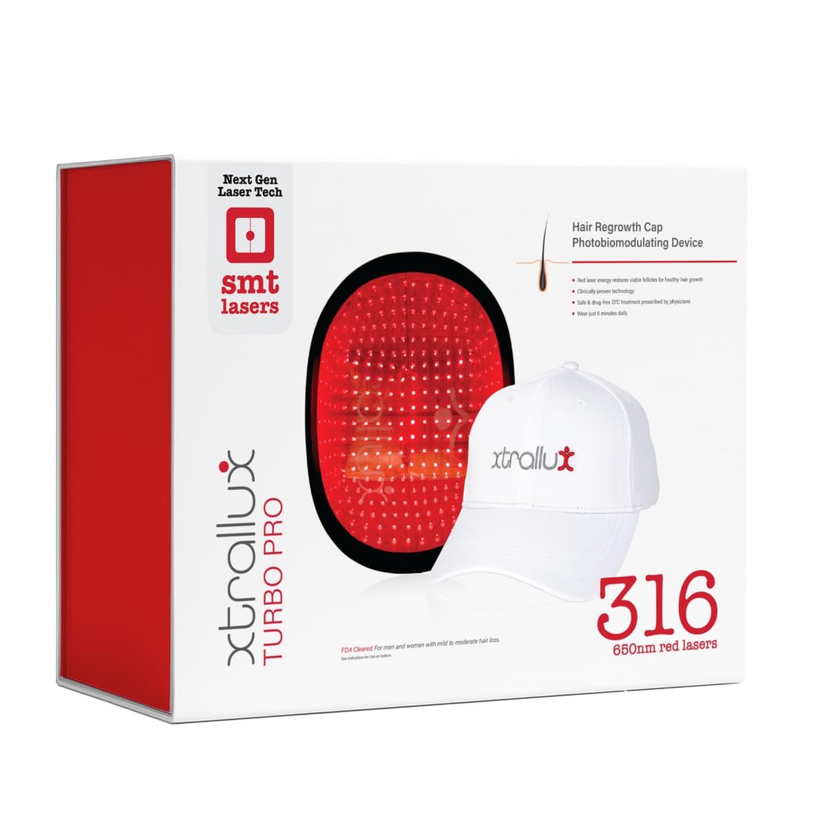 Xtrallux Turbo Pro Gorra Láser para Crecimiento Capilar XLX-TP316,316 diodos, 6 min por sesión 860007783432