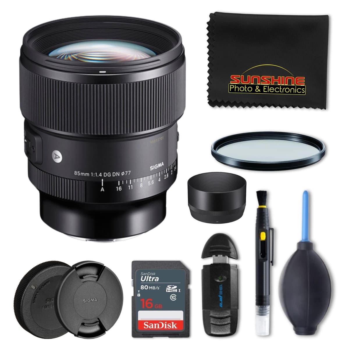Sigma 85mm f/1.4 DG DN Art para Sony E - Lente de Retrato, Sunshine Photo Basic Bundle SIG-85MM14SONY