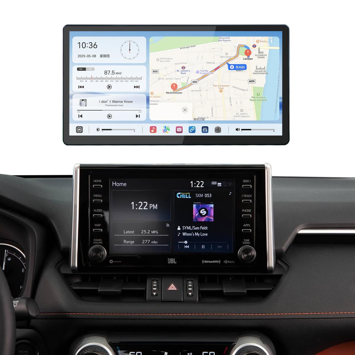 carultra Pantalla táctil QLED de 13.2’’ Android 13 para Toyota RAV4 2019-2022 con CarPlay inalámbrico y Android Auto, resolución 1920×932,8G+128G, radio de coche mejorada