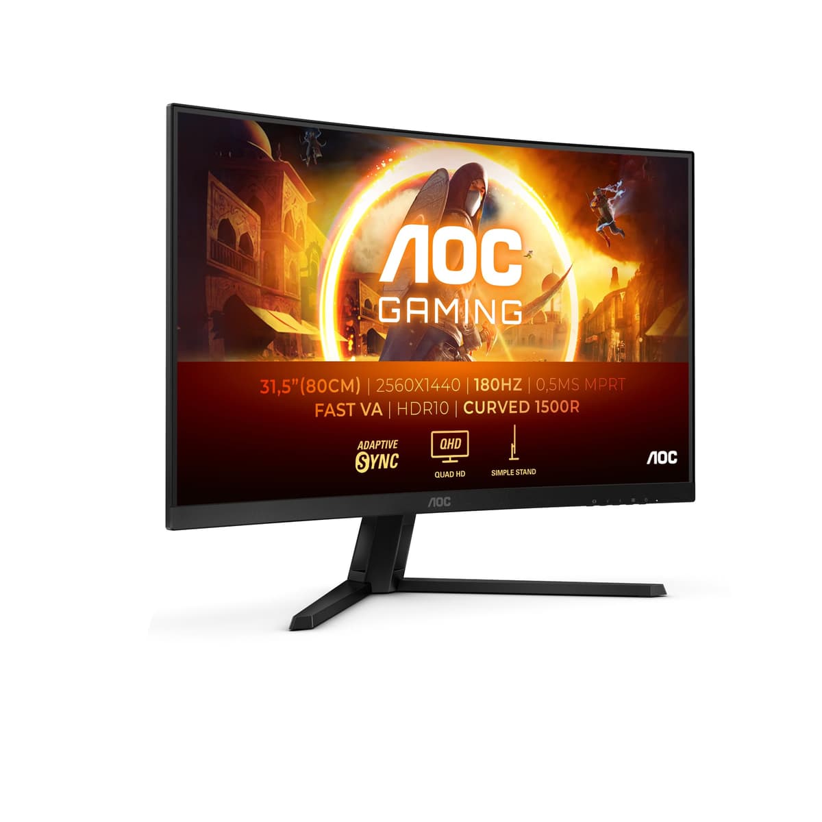 Monitor de computadora AOC Ve 81,3 cm (32") 2560 x 1440 píxeles Quad, W128925088 ((32) 2560 x 1440 píxeles Quad HD LCD Negro, Gris) CQ32G4VE