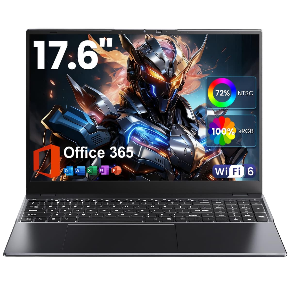 BTDD Laptop 17.6 pulgadas, computadora portátil con Office 365, 16GB RAM DDR5, 640GB de almacenamiento, CPU N95 (mejora al N5095), teclado retroiluminado, WiFi 6, Bluetooth 5.2, 1920x1200,100% sRGB, para estudiantes y empresas
