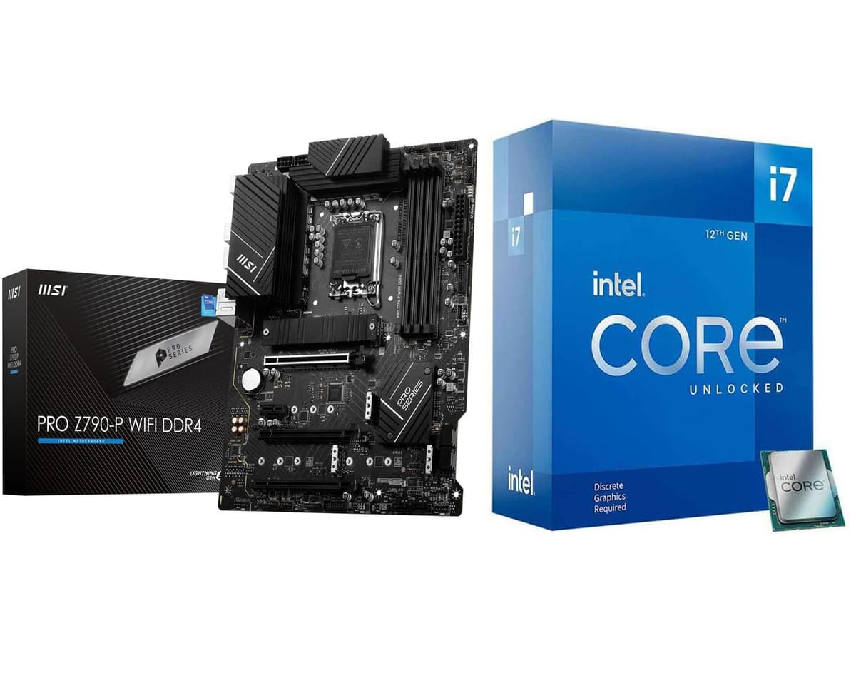 Procesador Intel i7-12700KF para escritorio gaming INLAND CPU 12 núcleos (8P+4E) hasta 5.0 GHz desbloqueado LGA1700 paquete con placa madre MSI PRO Z790-P WiFi DDR4 12700KFPrZ790PWFD5