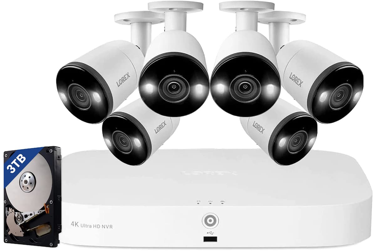 Lorex Fusion NVR 4K con 3TB y 6 cámaras metálicas PoE - 8 canales N84383-8ABF