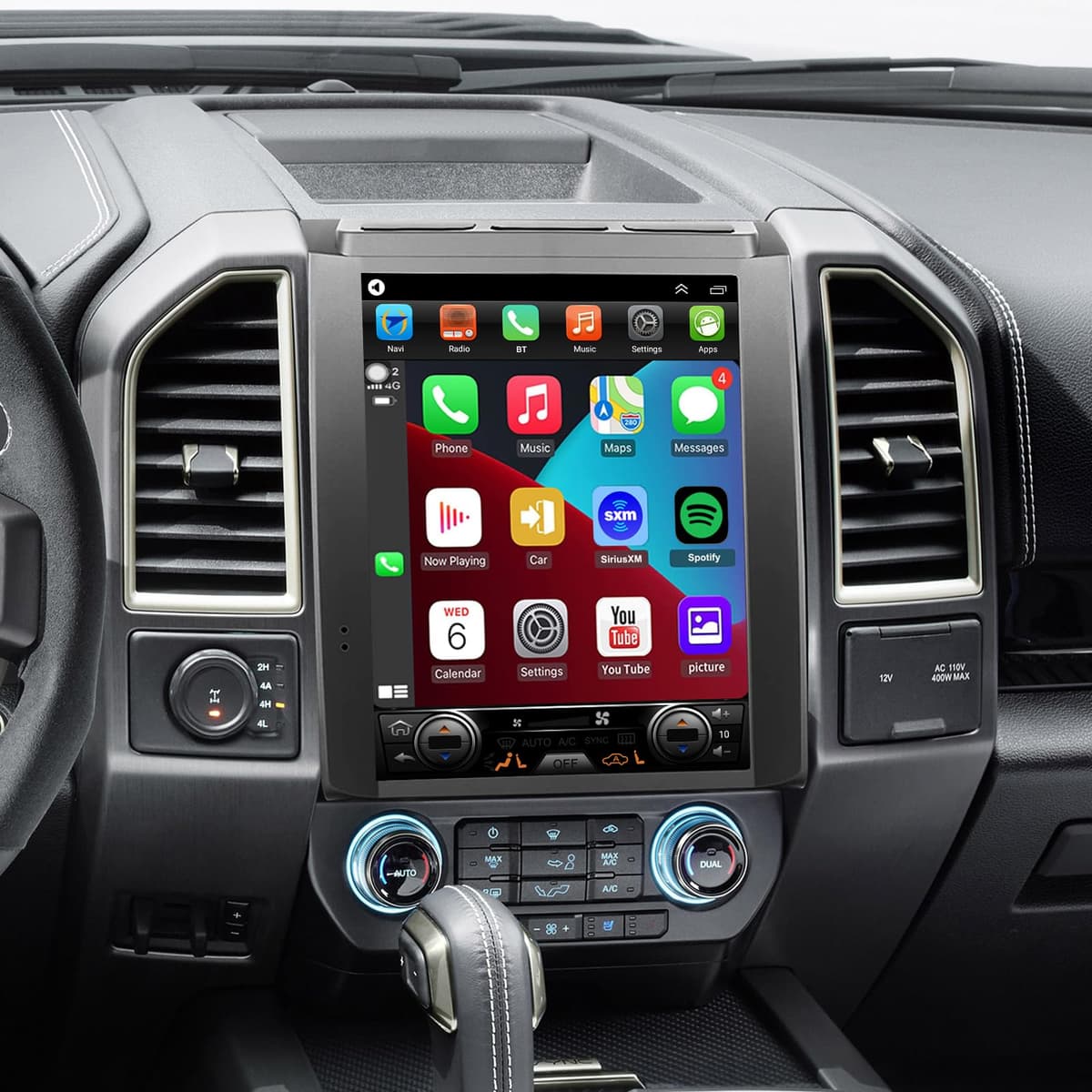 incifum Para Ford F150 Actualización de Radio 2015 2016 2017 2018, Pantalla Táctil QLED de 12.1 pulgadas, Estéreo con CPU de 8 Núcleos, Compatible con CarPlay y Android Auto, Conserva Cámara OEM y Control de Volante