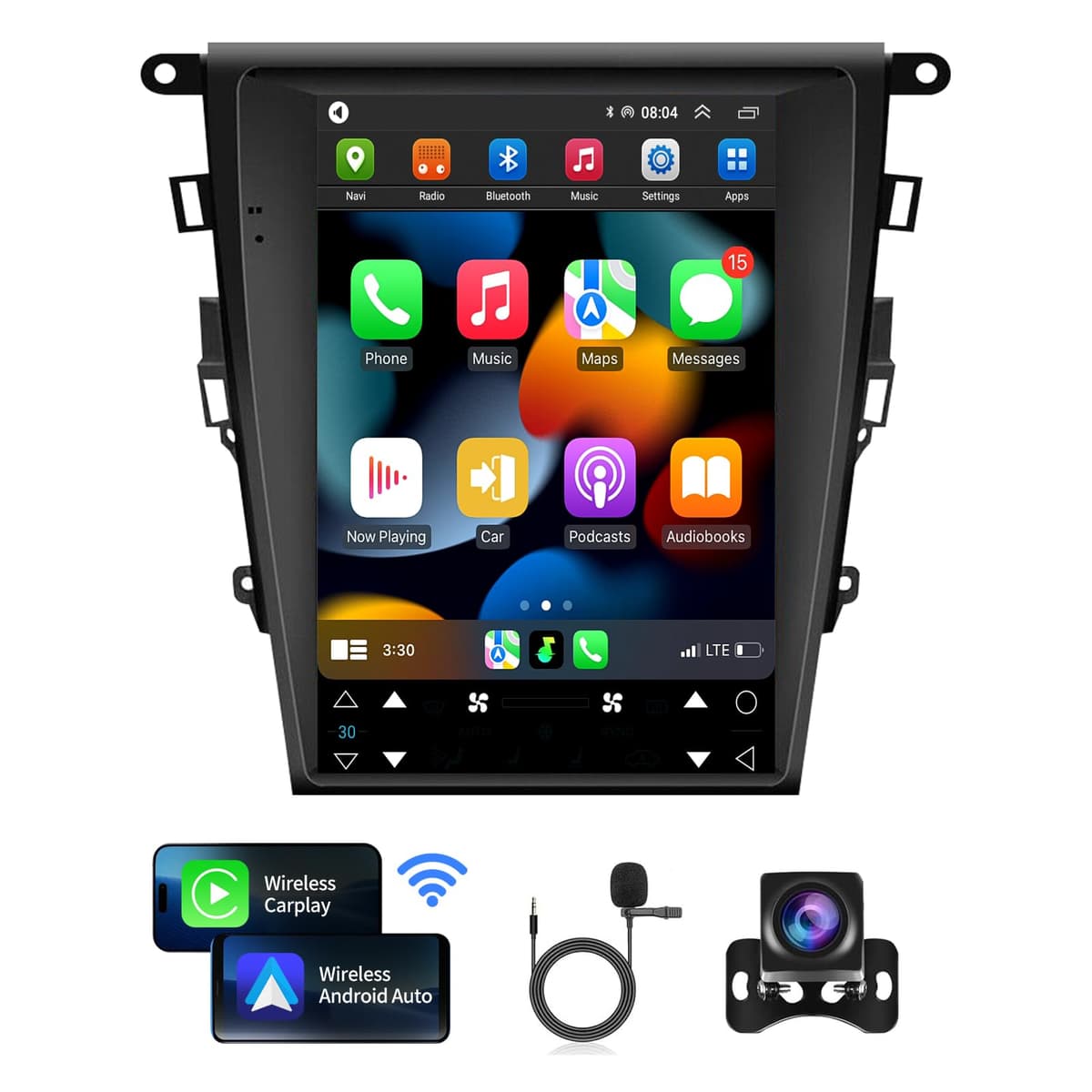 Toeeklsa Radio para Ford Fusion/Mondeo 2013-2018 Reemplazo de Estéreo Android 11 con CarPlay Inalámbrico y Android Auto Pantalla Táctil 12.1" GPS Navegación WiFi/Bluetooth 5.0 DSP Radio FM AM (para AC Manual)