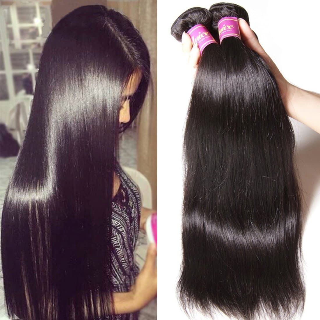 UNICE Paquetes de 4 Extensiones de Cabello Humano Liso 30" x4,100% Virgin Malaysian UNICEMSTNB