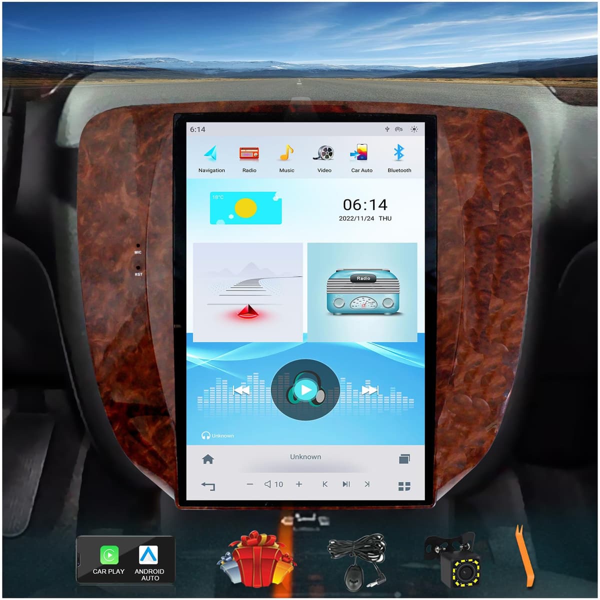 CUSP Radio estéreo para auto con pantalla vertical 12.1" CV-G631