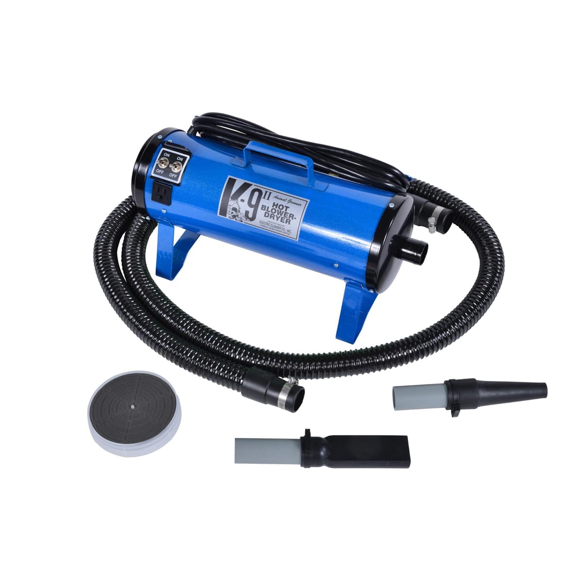 Secador de Perros K9 II de Electric Cleaner Company - Secador de Alta Potencia, 10' Manguera, Deshedding, Azul Metálico