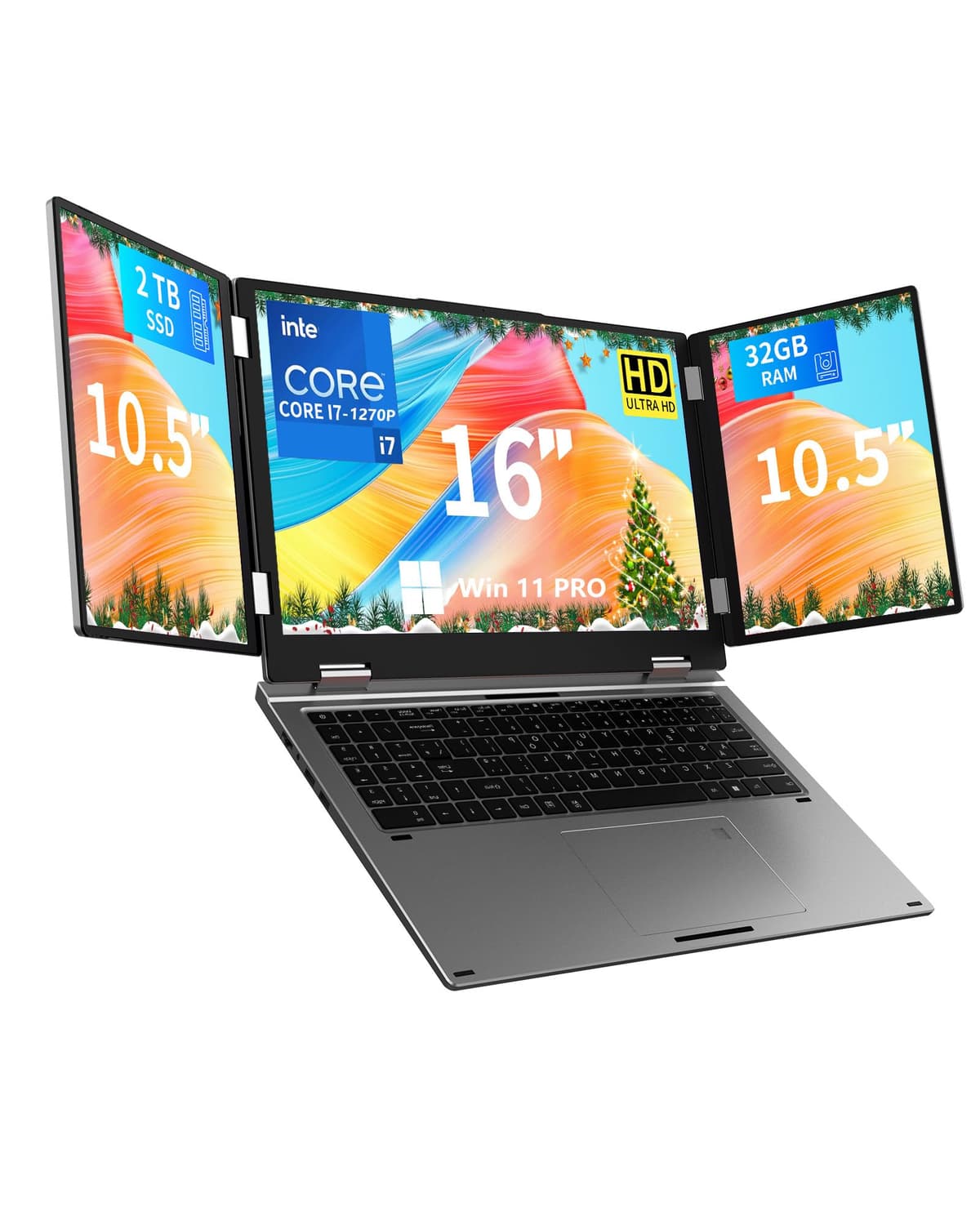 KOOFORWAY Max16 Triple Screen Laptop 16" + 2x10.5", Core i7-1270P, 32GB, 2TB, Windows 11 Pro