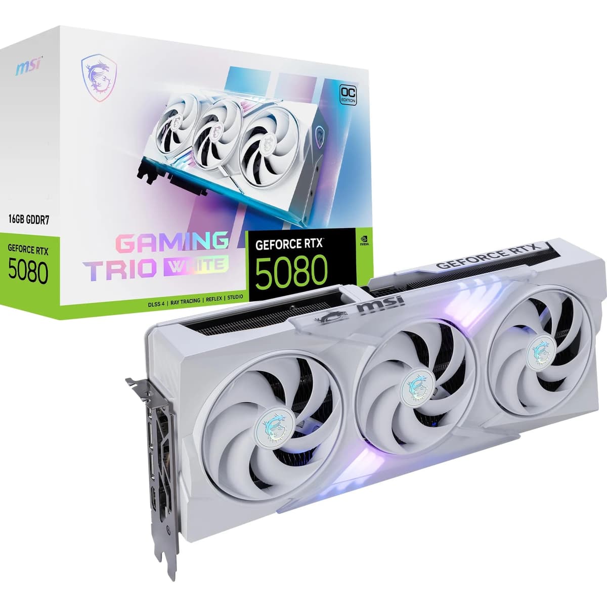 MSI GeForce RTX 5080 16G Gaming Trio OC White 16GB GDDR7 PCIe 5X Boost 2745MHz V531-045R