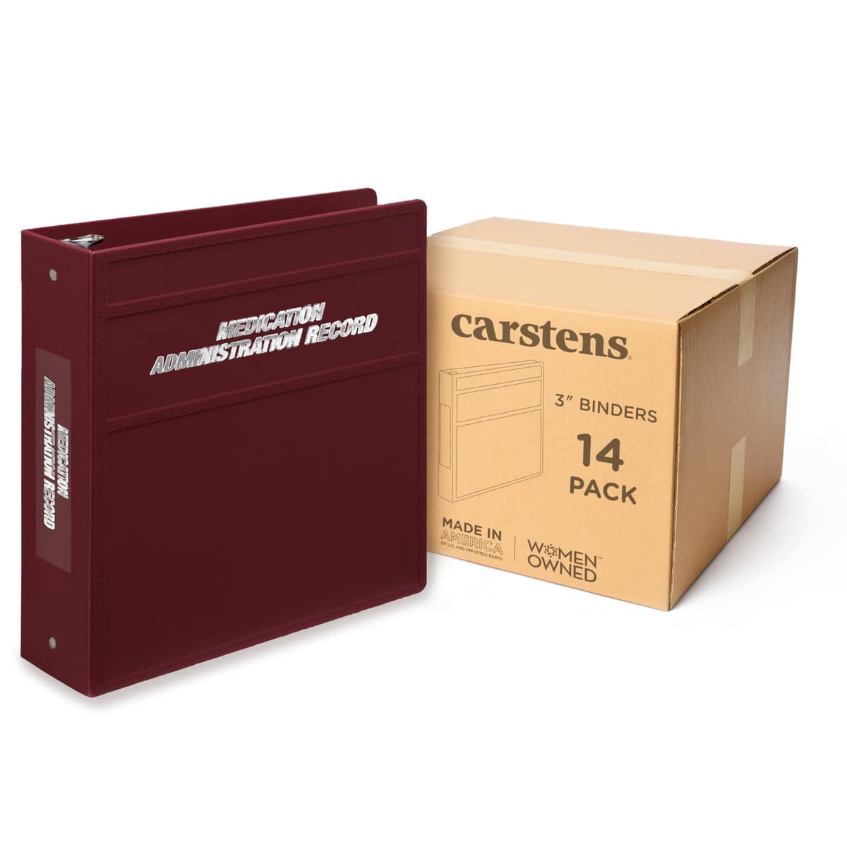 Carstens MAR-3R Archivador lateral 3" para Medication Administration Record, wine, case x14 (sin bolsillos)