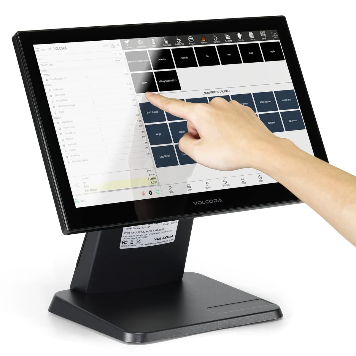 Volcora Terminal POS Android 11 15.6" Pantalla Táctil, Solo Hardware, Negro 530001