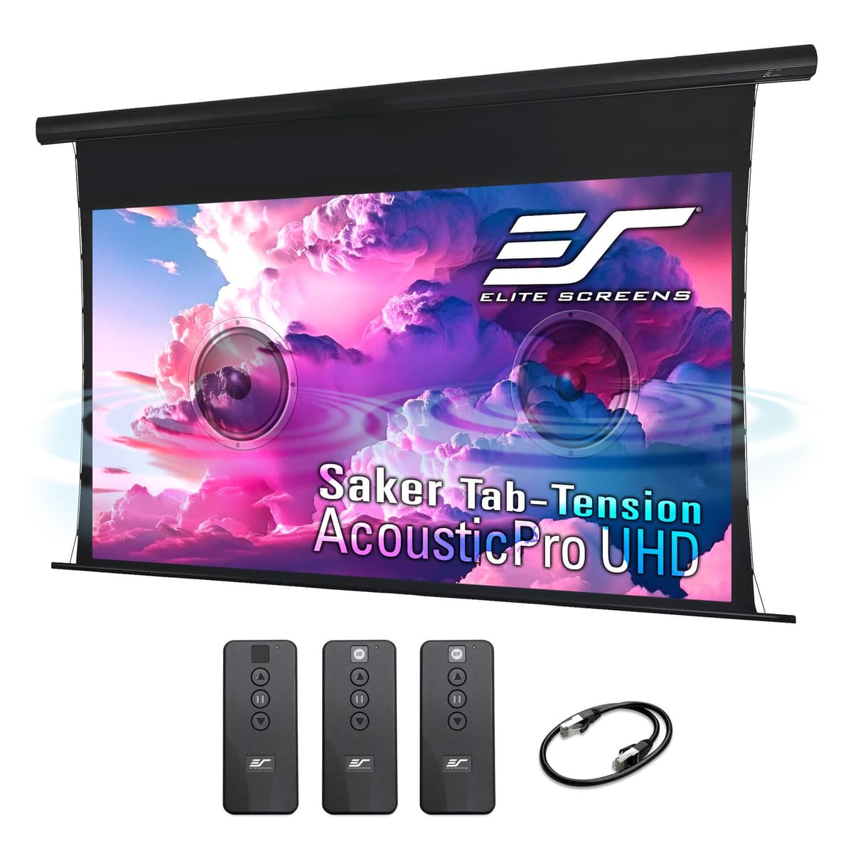 Elite Screens Saker Tab-Tension AcousticPro UHD 100" 16:9 Motorized Perforated Acústico SKT100UH2-E24-AUHD