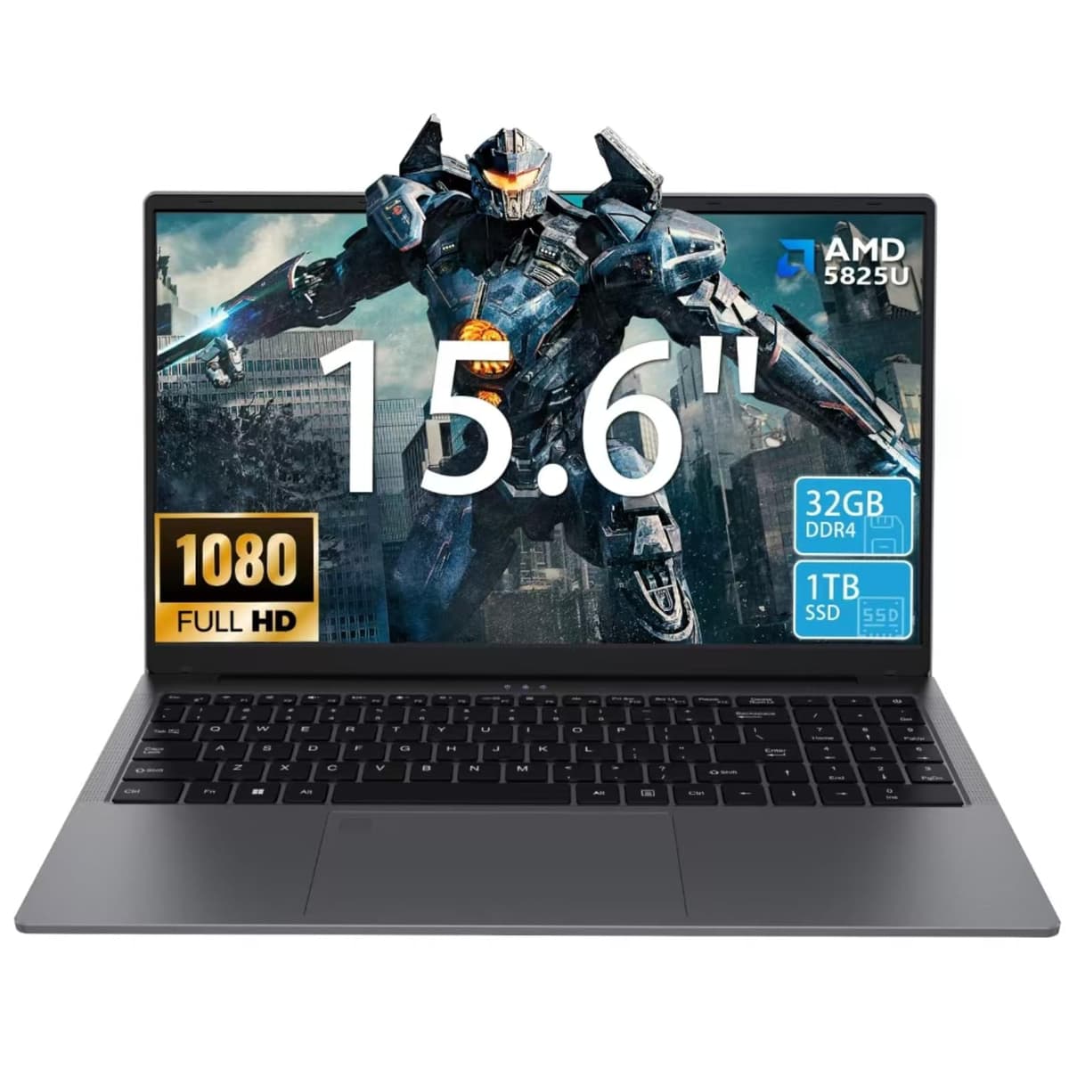 KurieTim Laptop para juegos de 15.6 pulgadas - Procesador AMD Ryzen 7 5825U (8 núcleos/16 hilos, 2.0-4.5 GHz), Gráficos AMD Radeon, 32 GB DDR4 RAM, SSD NVMe de 1 TB, Teclado retroiluminado, Lector de huellas, Interruptor de cámara web (32GB | 1TB) Intel Processor N95