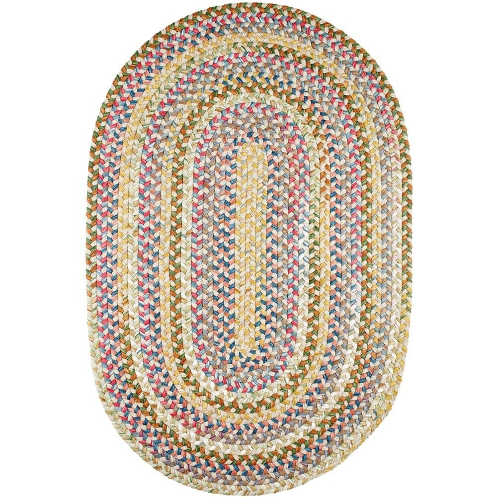 Super Area Rugs Gemstone Alfombra Trenzada Interior/Exterior - Hecha en USA - Champagne - 6' x 9' Oval RHO-CJ55R072X108