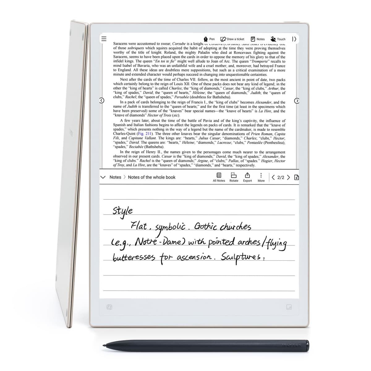 iFLYTEK AINOTE 2, tableta E Ink de 10.65", tablet de papel AI ultradelgada de 4.2 mm, cuaderno digital con voz a texto, conversión de escritura a mano, soporte multilingüe, potenciada por ChatGPT-5 para trabajo, estudio y reuniones XF-DX-B311E