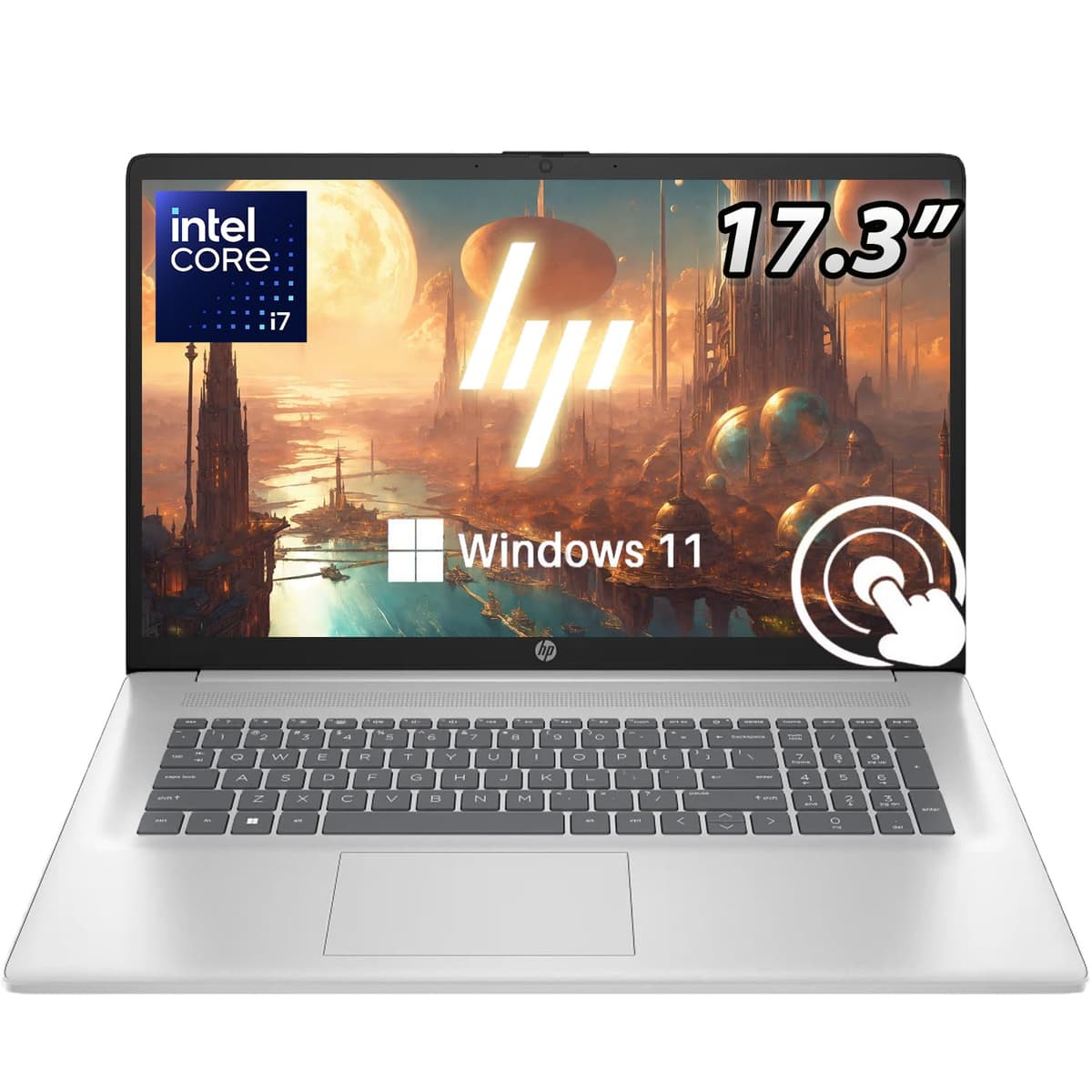 HP laptop táctil 17.3" con teclado retroiluminado | Procesador Intel 7-150U de 10 núcleos (mejor que i7-1335U) | 32GB RAM | SSD PCIe 2TB | Wi-Fi 6 | Bluetooth 5.3 | Windows 11 | con USB de recuperación WOWPC Business Laptop