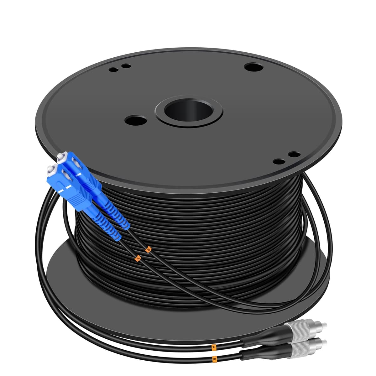 Jeirdus Cable óptico monomodo blindado dúplex 9/125 SM SC a FC para exterior, jumper/pigtail de 600 metros (1968 ft) SC-FC FBM-OASCFCSD600