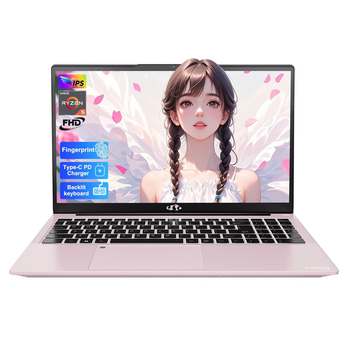 NIMO 15,6" IPS FHD - Laptop, 32 GB RAM 1 TB SSD AMD Ryzen 5 (Mejor que i5-1135G7, 4 núcleos hasta 3,7 GHz) Computadora para Estudiantes con USB-C 65 W, 2 Años de Garantía, Lector de Huellas, Teclado Retroiluminado, para Hogar y Negocios NIMO N152
