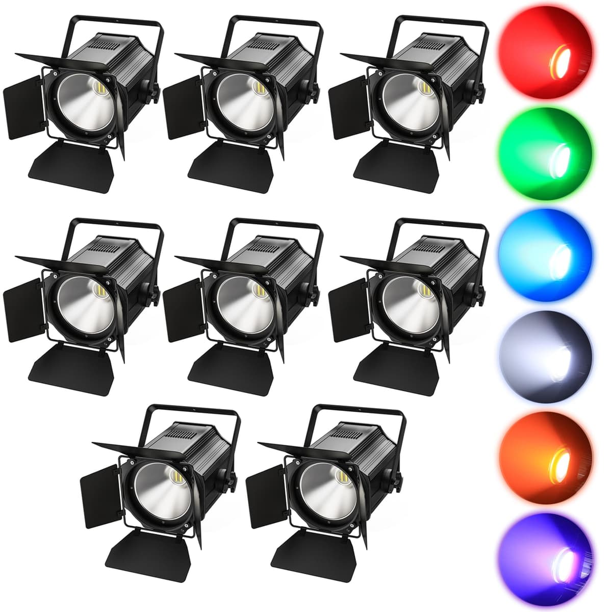 Sparklingtrack Stage Lights 200W LED Par Can, 6 en 1 RGBWA+UV COB, DMX con Barn Doors - Paquete 8 ZQ09013X8US