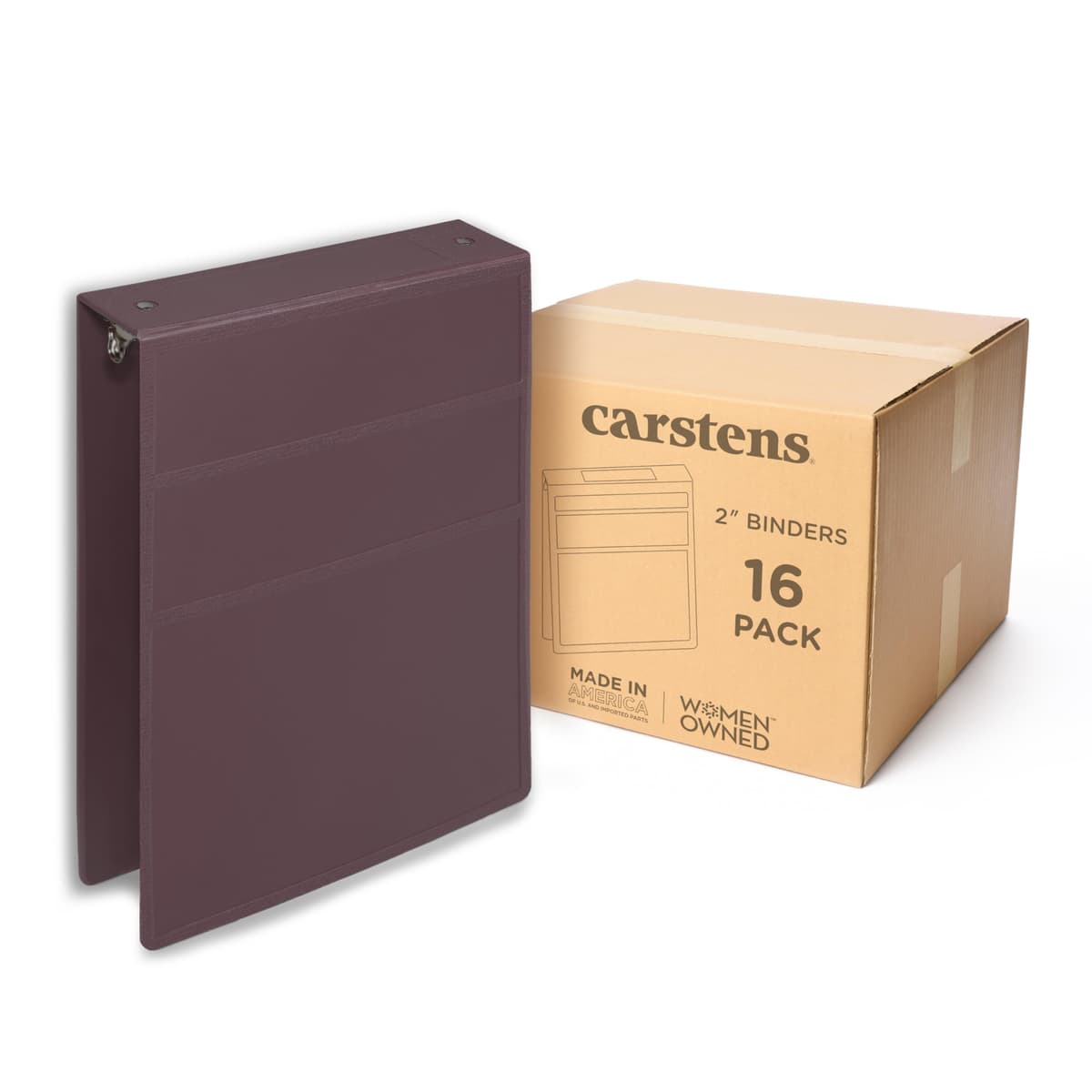 Carstens Binder 2" Heavy Duty 3-Ring - Plum, Apertura Superior, Impermeable, Sin Bolsillos, Capacidad 300 hojas (5873-3R) 5873-3RCS